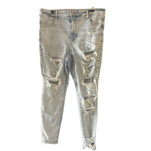 American eagle plus size distressed lightwash super hi rise jeans woman's 20